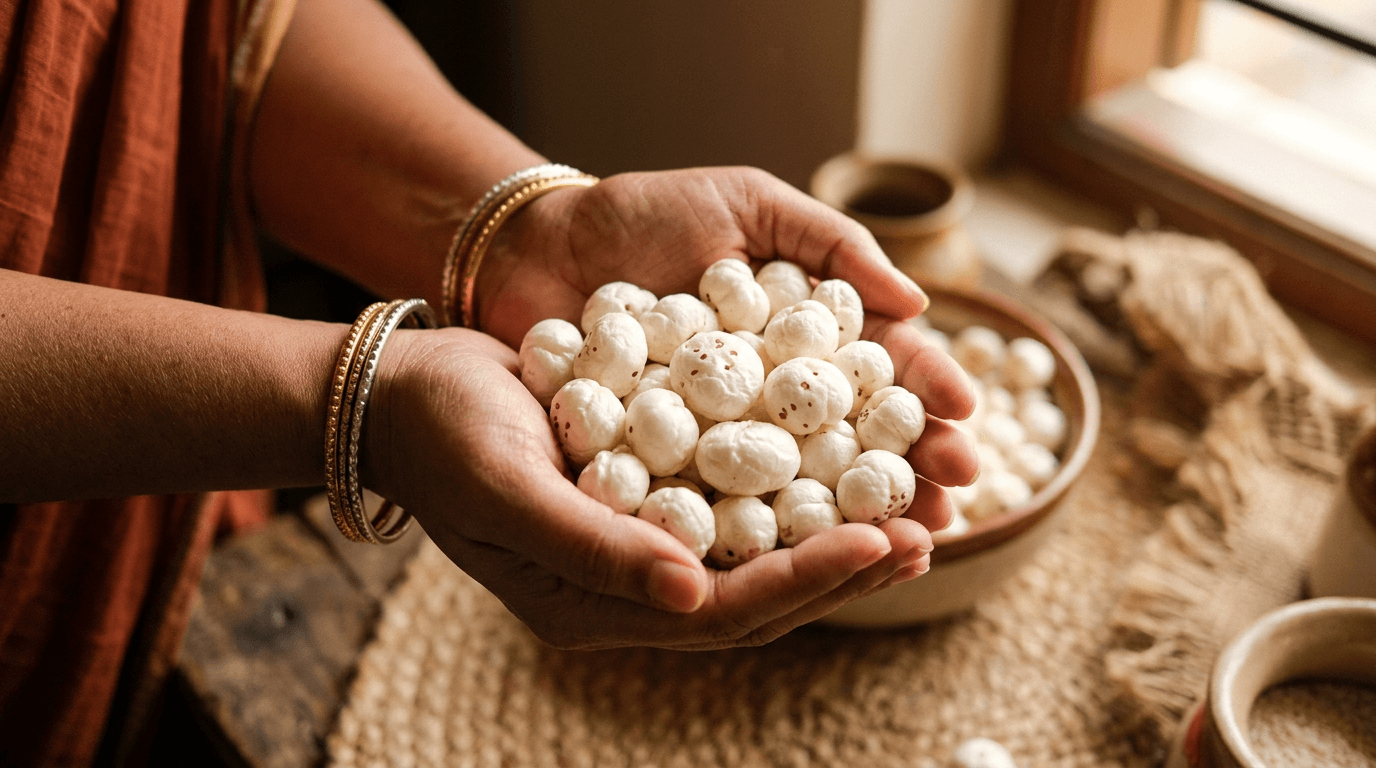 Fresh Makhana in hands